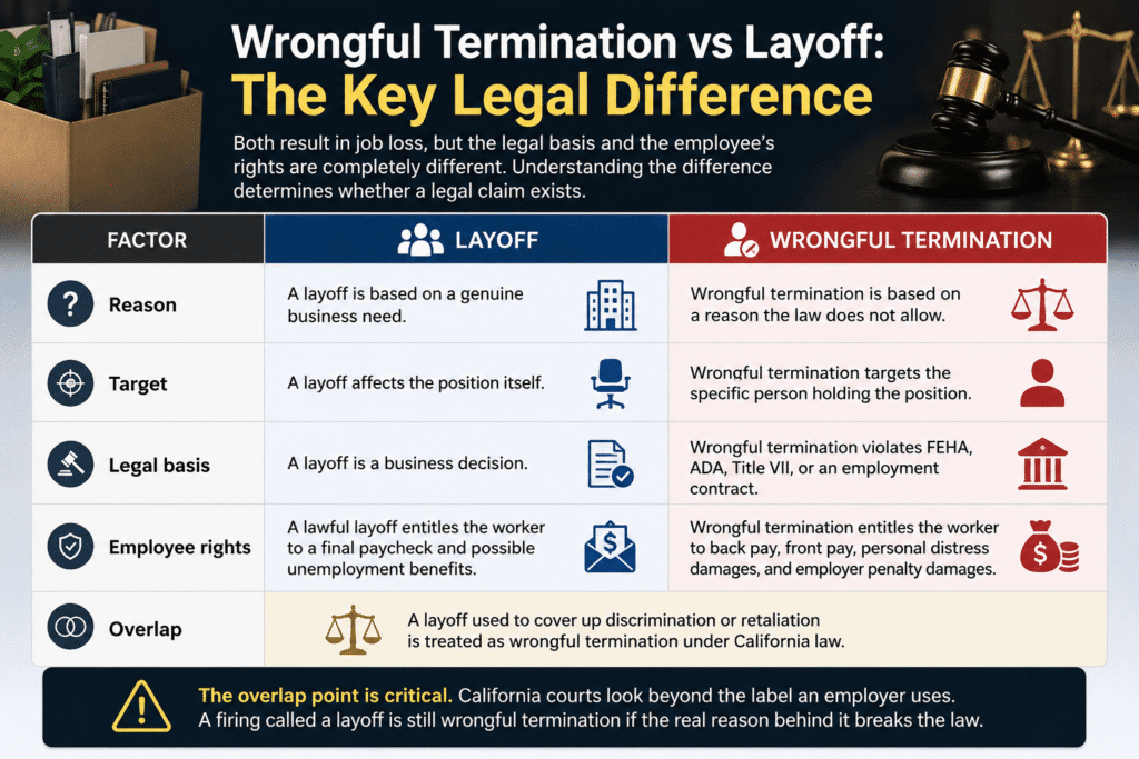 Wrongful Termination vs Layoff in California